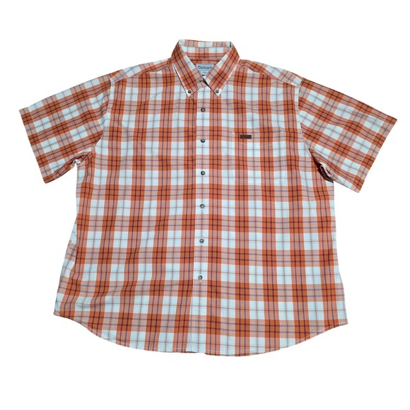 Carhartt Other - Carhartt MensPlaid Short Sleeve Button Up Shirt Orange White Cotton 2XL Workwear